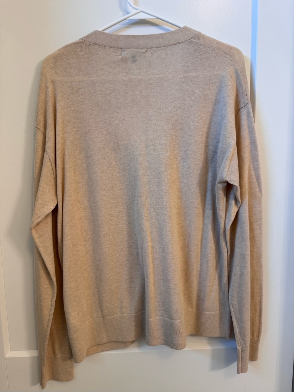 Quince Women's Neutral Cream Button Front V-Neck Cardigan - Picture 2 of 2